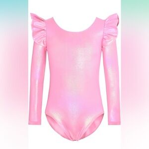 Girls Ruffle Long Sleeve Gymnastics Leotard 4-5T
